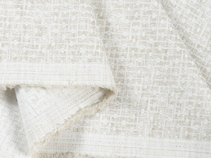 Light Greige Colour Basket  Weave Textured Curtain Fabric