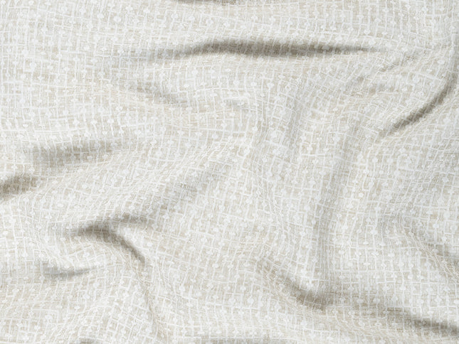 Light Greige Colour Basket  Weave Textured Curtain Fabric