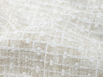 Light Greige Colour Basket  Weave Textured Curtain Fabric