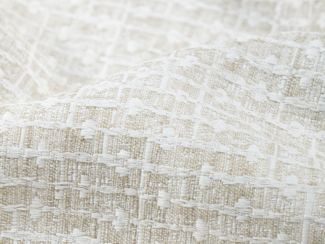 Light Greige Colour Basket  Weave Textured Curtain Fabric