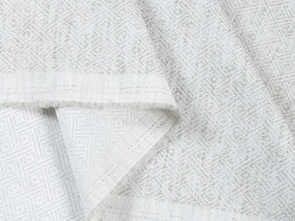 Light Pearl Grey Colour  Diamond Geometric Textured Curtain Fabric