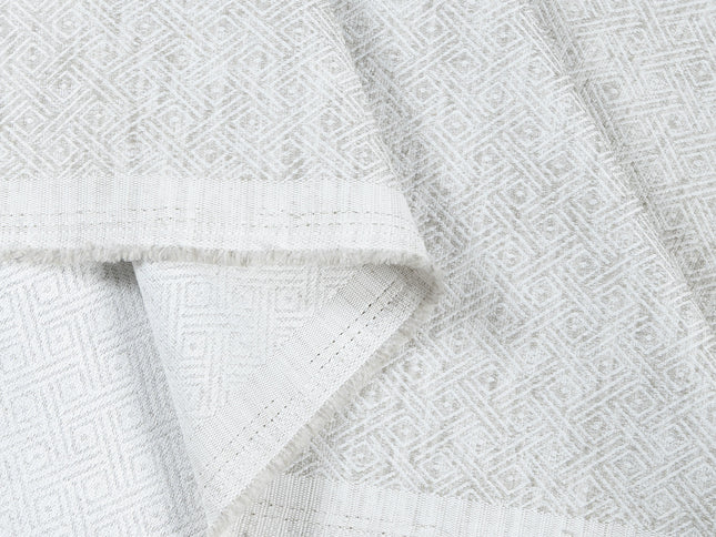 Light Pearl Grey Colour  Diamond Geometric Textured Curtain Fabric