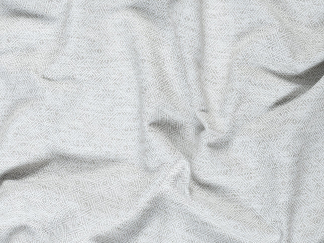 Light Pearl Grey Colour  Diamond Geometric Textured Curtain Fabric