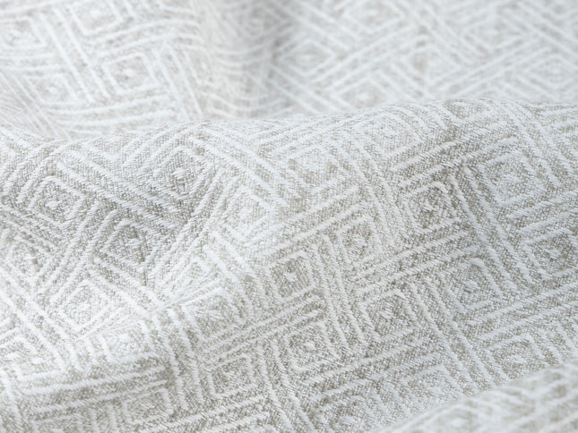 Light Pearl Grey Colour  Diamond Geometric Textured Curtain Fabric