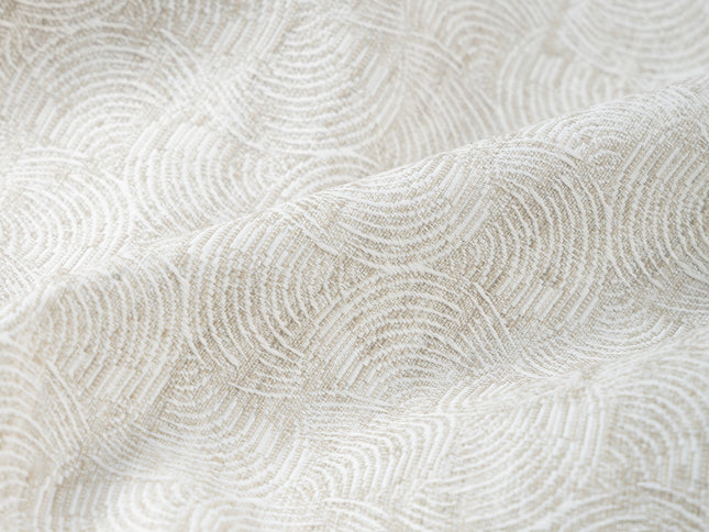 Light Greige Colour Scallop Wave Textured Curtain Fabric
