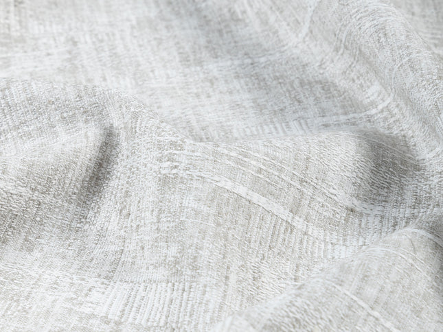 Light Pearl Grey Colour Linen Look Textured Curtain Fabric