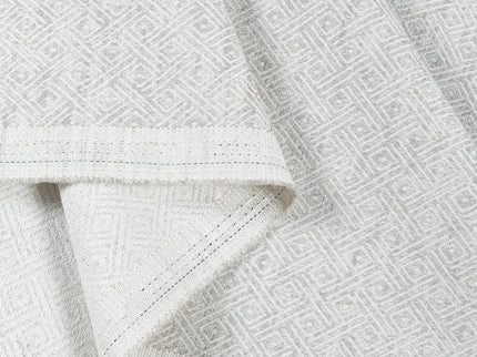 Pearl Grey Colour Diamond Geometric Textured Curtain Fabric
