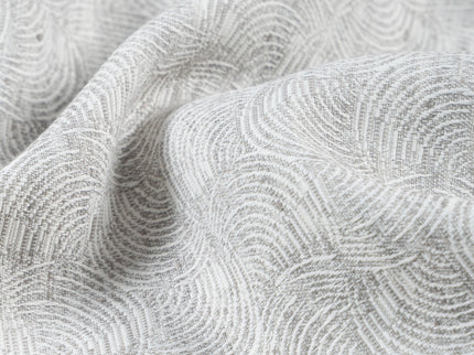 Pearl Grey Colour Scallop Wave Textured Curtain Fabric