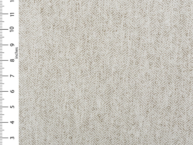 Coffee Beige Colour Diamond Geometric Textured Curtain Fabric