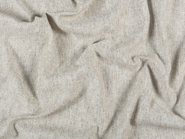 Coffee Beige Colour Diamond Geometric Textured Curtain Fabric