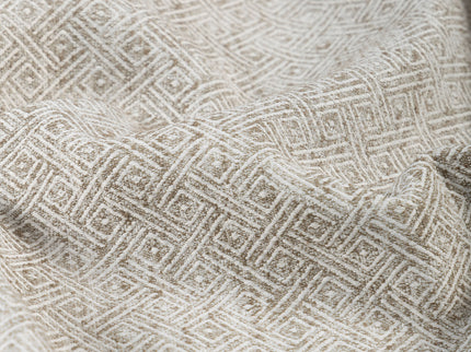 Coffee Beige Colour Diamond Geometric Textured Curtain Fabric