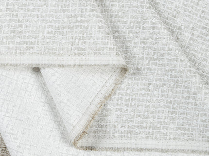 Pearl Grey Colour Basket  Weave Textured Curtain Fabric
