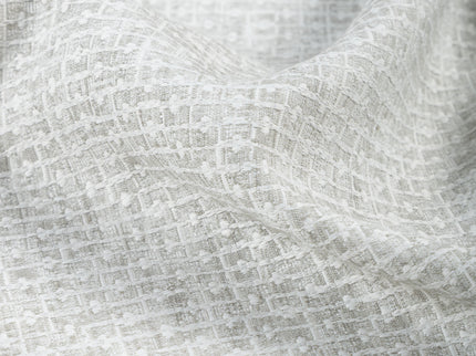 Pearl Grey Colour Basket  Weave Textured Curtain Fabric