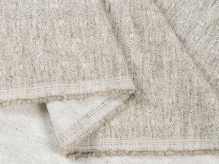 Stone Grey Colour Scallop Wave Textured Curtain Fabric