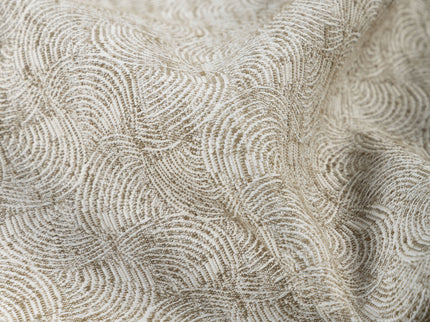 Stone Grey Colour Scallop Wave Textured Curtain Fabric