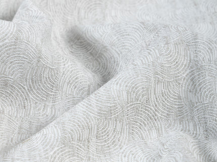 Light Pearl Grey Colour Scallop Wave Textured Curtain Fabric