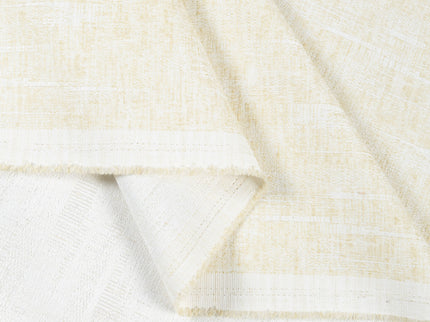 Light Butter Colour Linen Look Textured Curtain Fabric