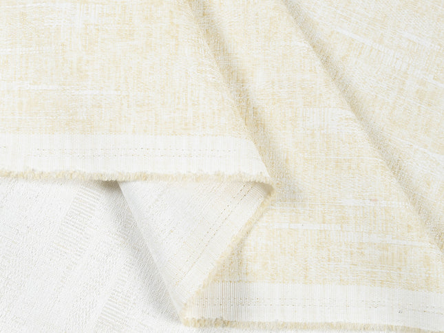 Light Butter Colour Linen Look Textured Curtain Fabric
