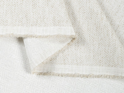Ivory Beige Colour  Diamond Geometric Textured Curtain Fabric