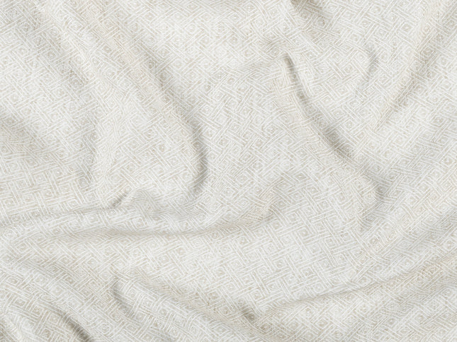 Ivory Beige Colour  Diamond Geometric Textured Curtain Fabric