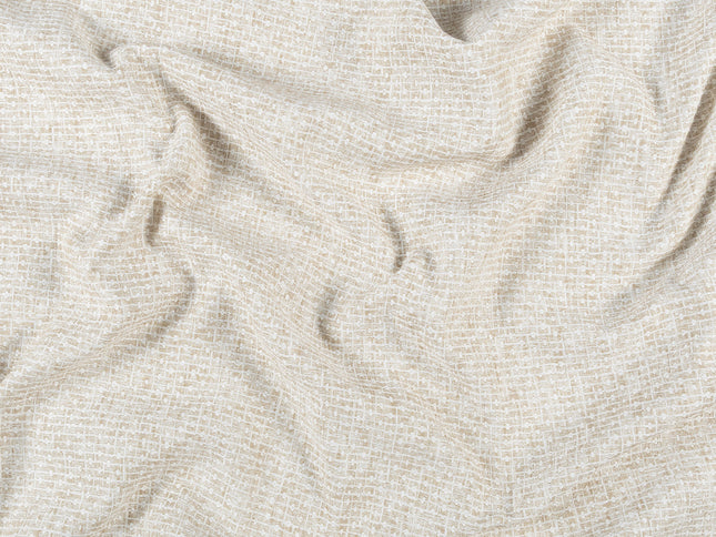 Ivory & Sand Colour Basket  Weave Textured Curtain Fabric