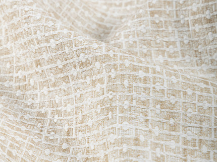Ivory & Sand Colour Basket  Weave Textured Curtain Fabric