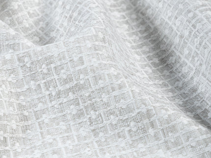 Light Pearl Grey  Colour Basket Weave Textured Curtain Fabric