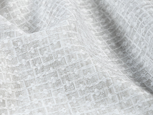 Light Pearl Grey  Colour Basket Weave Textured Curtain Fabric