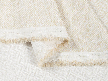 Vanilla Beige  Colour  Diamond Geometric Textured Curtain Fabric