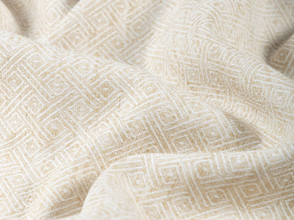 Vanilla Beige  Colour  Diamond Geometric Textured Curtain Fabric