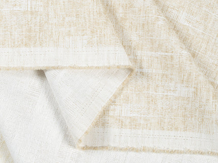 Vanilla Beige Colour Linen Look Textured Curtain Fabric