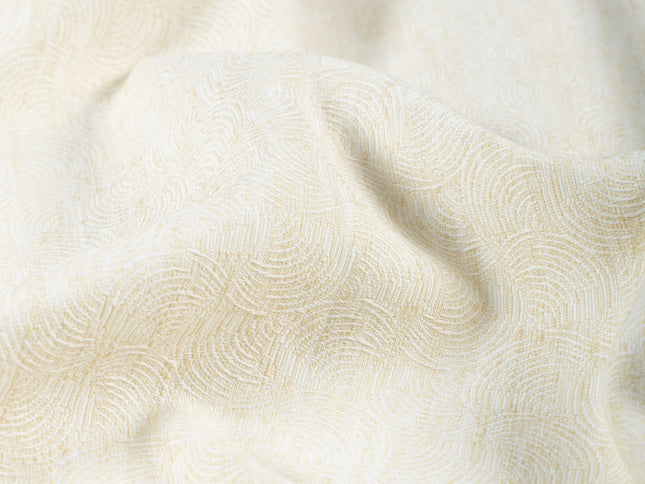 Ivory Colour Scallop Wave Textured Curtain Fabric