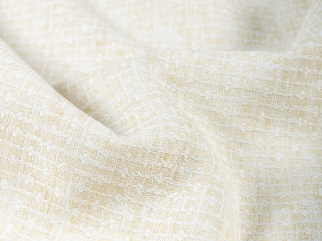 Light butter Colour Basket Weave Textured Curtain Fabric