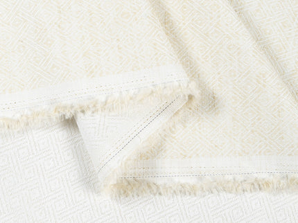 Light Butter Colour  Diamond Geometric Textured Curtain Fabric