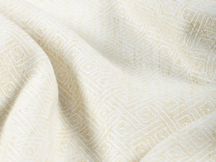 Light Butter Colour  Diamond Geometric Textured Curtain Fabric