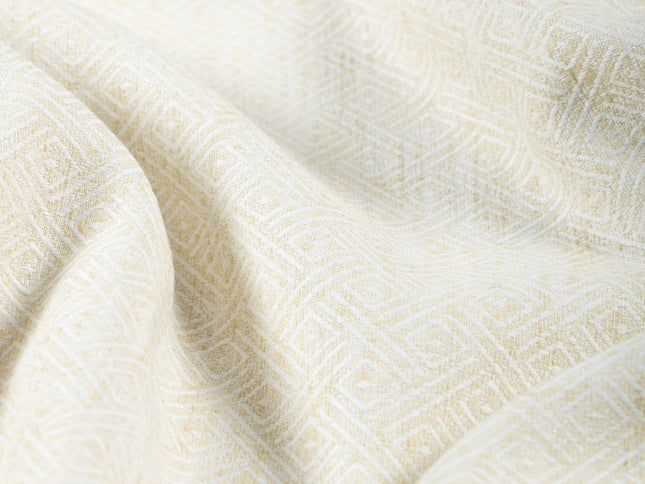Light Butter Colour  Diamond Geometric Textured Curtain Fabric