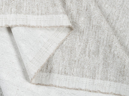 Pebble Grey Colour Scallop Wave Textured Curtain Fabric