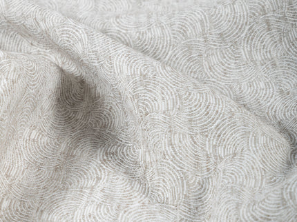 Pebble Grey Colour Scallop Wave Textured Curtain Fabric
