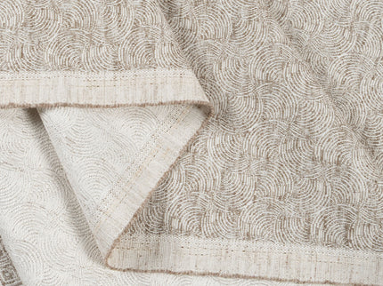 Coffee Beige Colour Scallop Wave Textured Curtain Fabric