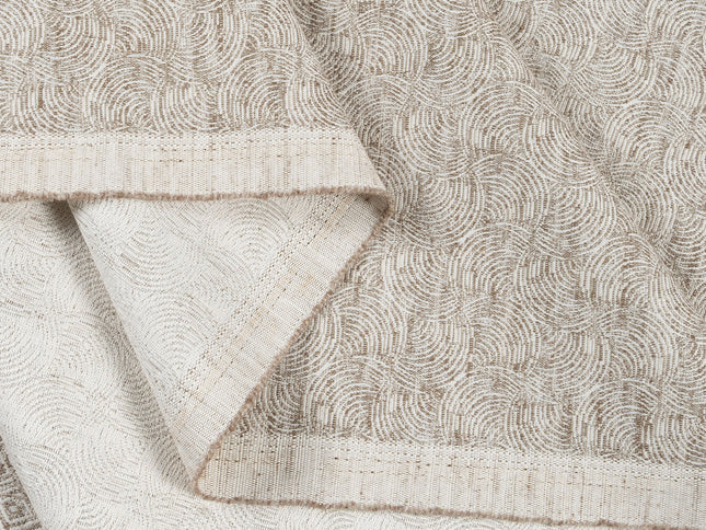 Coffee Beige Colour Scallop Wave Textured Curtain Fabric