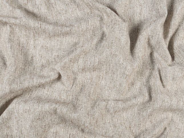 Coffee Beige Colour Scallop Wave Textured Curtain Fabric