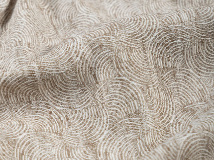 Coffee Beige Colour Scallop Wave Textured Curtain Fabric