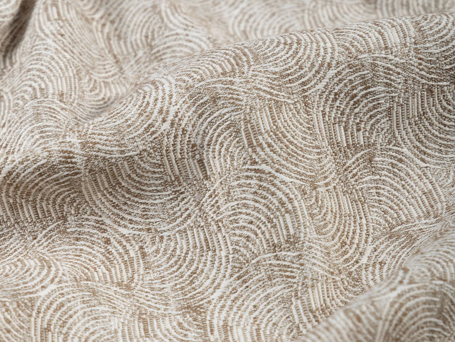 Coffee Beige Colour Scallop Wave Textured Curtain Fabric