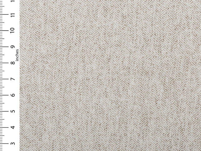 Coffee Beige Colour  Diamond Geometric Textured Curtain Fabric