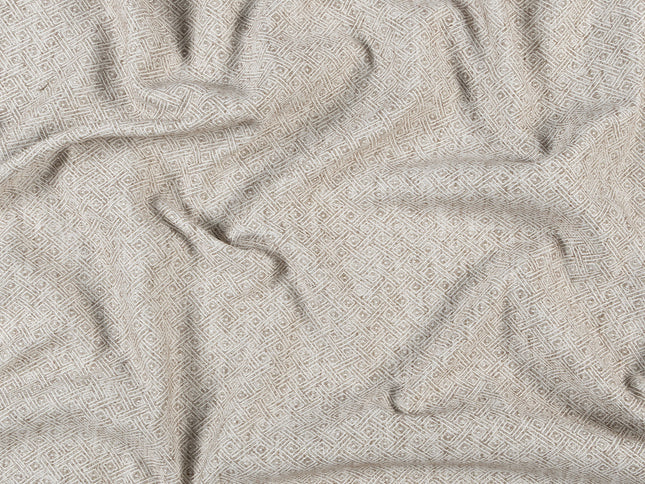 Coffee Beige Colour  Diamond Geometric Textured Curtain Fabric