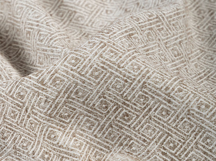 Coffee Beige Colour  Diamond Geometric Textured Curtain Fabric