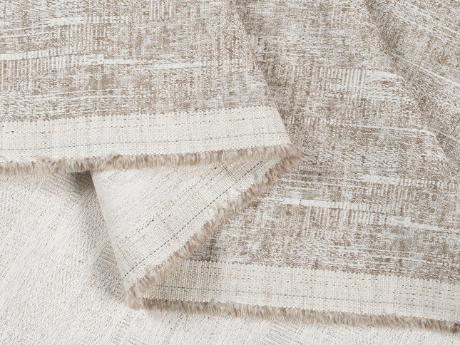 Coffee Beige Colour Linen Look Textured Curtain Fabric
