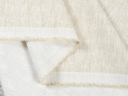 Vanilla Beige Colour Scallop Wave Textured Curtain Fabric