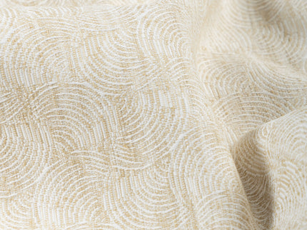 Vanilla Beige Colour Scallop Wave Textured Curtain Fabric
