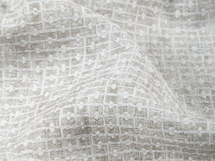 Light Grey Colour Basket  Weave Textured Curtain Fabric